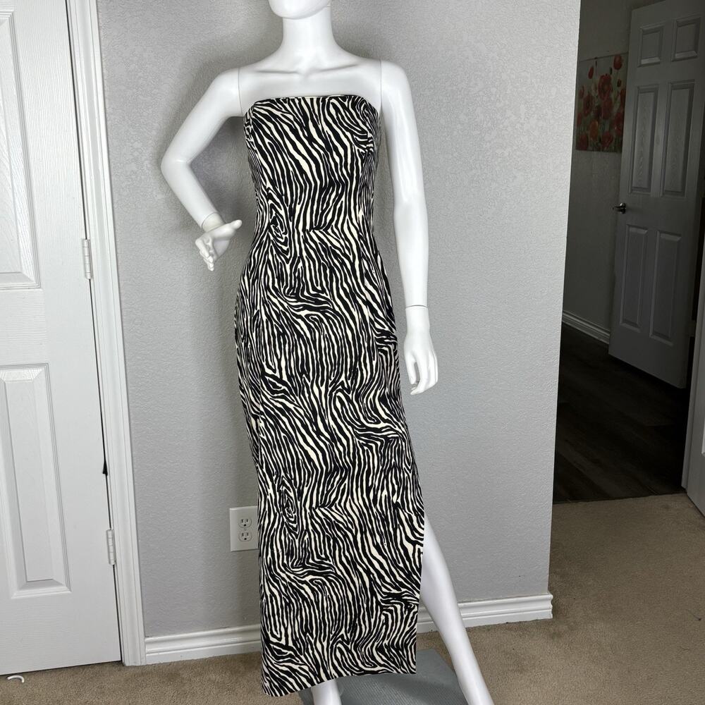 Y2K Vintage Jessica McClintock Gunne Sax Bustier Maxi Dress Zebra print Sz 7